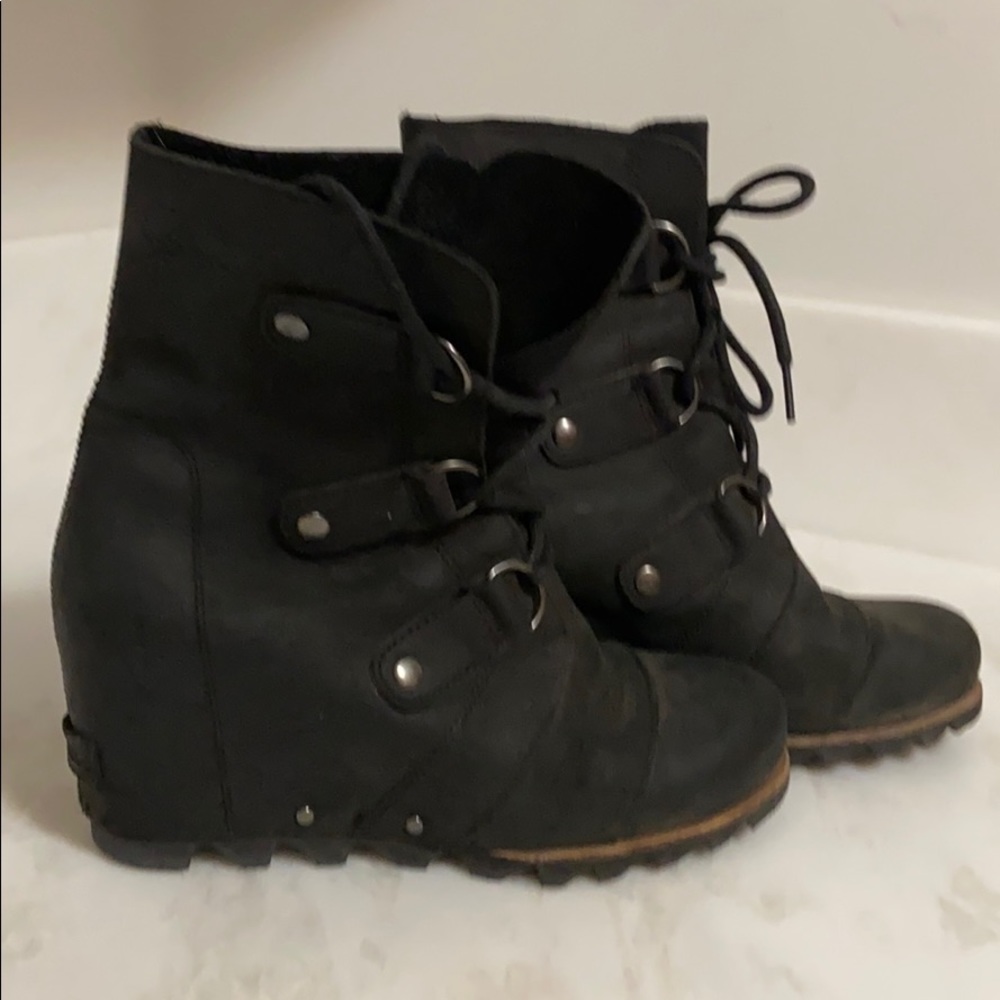 Sorel Joan of Arc Black Wedge Boots